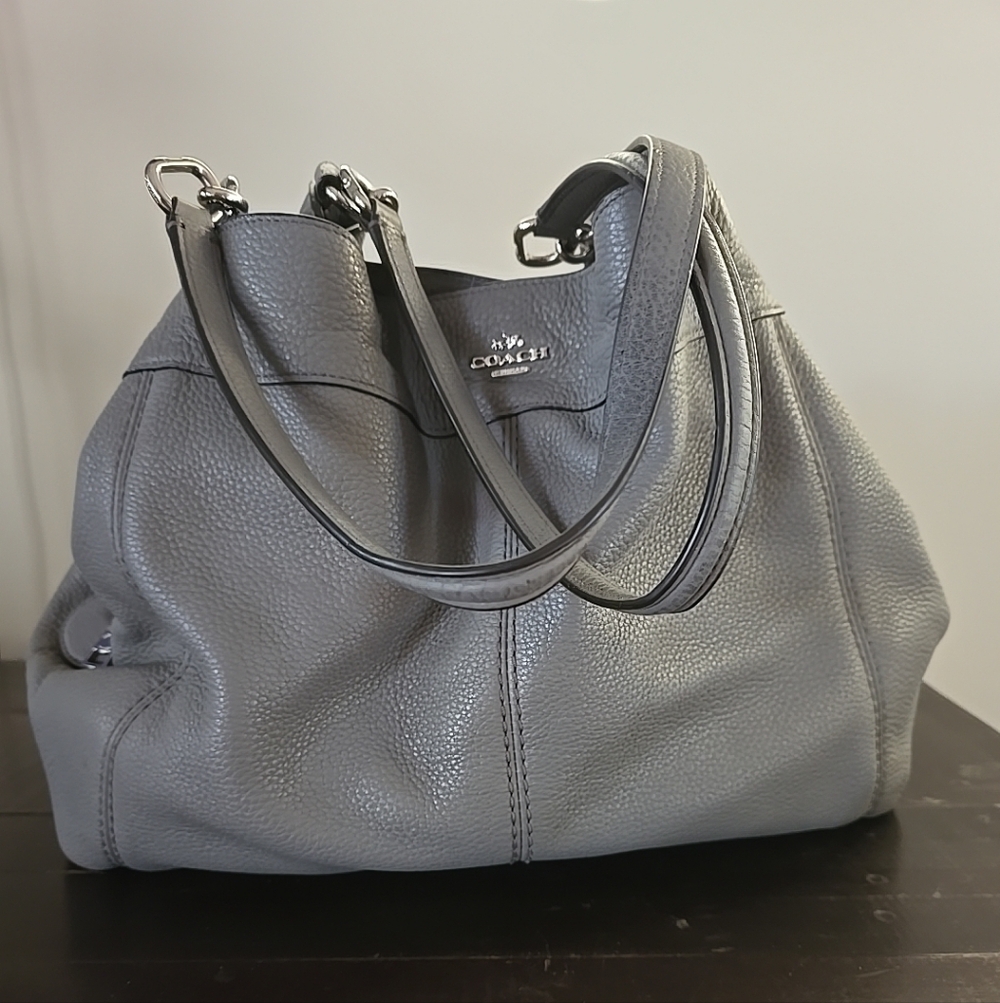 Coach Lexy Gray Pebble Leather Shoulder Bag F57545